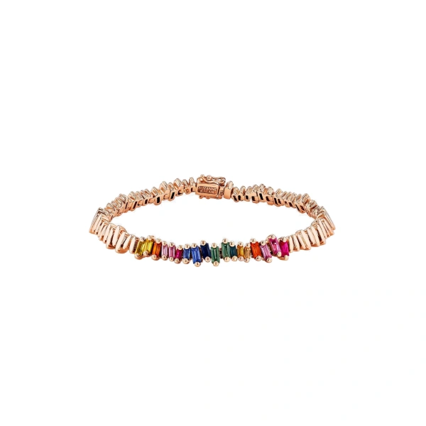 Golden Rainbow Sapphire ID Bracelet in 18K Rose Gold