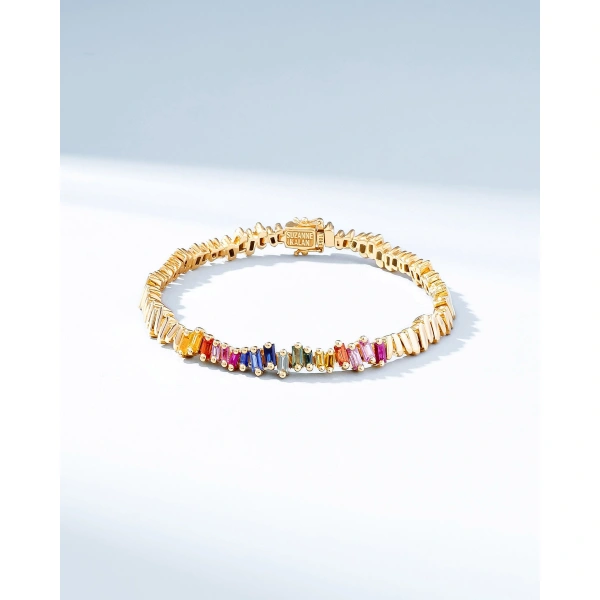 Suzanne Kalan Golden Rainbow Sapphire ID Bracelet in 18K Yellow Gold | Fine Bracelets | Coveti