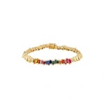 Suzanne Kalan Golden Rainbow Sapphire ID Bracelet in 18K Yellow Gold | Fine Bracelets | Coveti