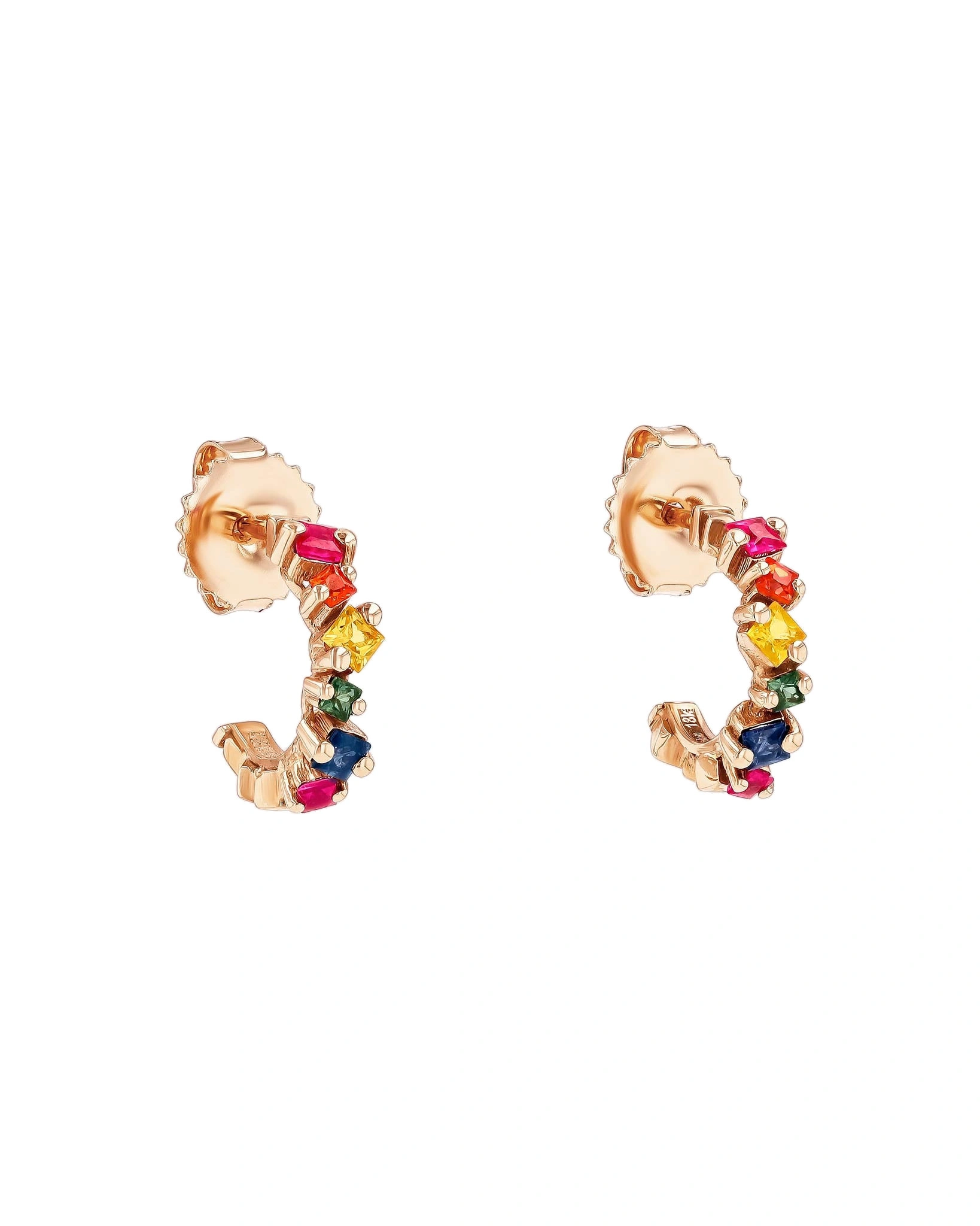 Suzanne Kalan Golden Rainbow Sapphire Mini Hoops in 18K Rose Gold Suzanne Kalan Golden Rainbow Sapphire Mini Hoops in 18K Rose Gold | Fine Earrings | Coveti