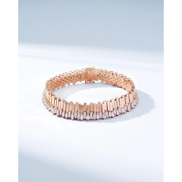 Suzanne Kalan Golden Stacker Diamond Tennis Bracelet in 18K Rose Gold | Fine Bracelets | Coveti
