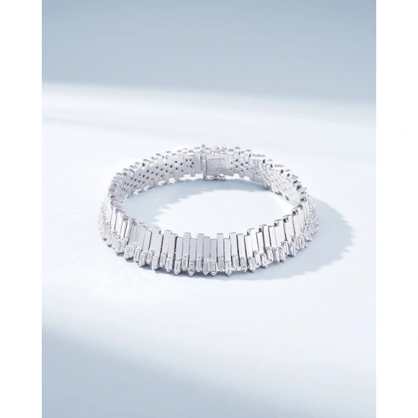 Suzanne Kalan Golden Stacker Diamond Tennis Bracelet in 18K White Gold | Fine Bracelets | Coveti
