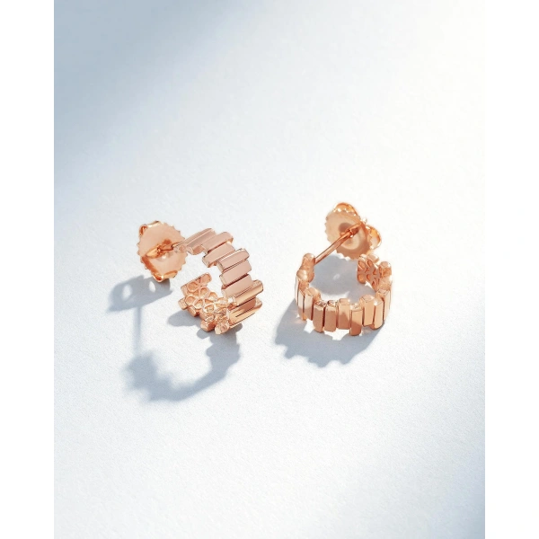 Suzanne Kalan Golden Stacker Mini Hoops in 18K Rose Gold | Fine Earrings | Coveti
