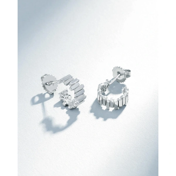 Suzanne Kalan Golden Stacker Mini Hoops in 18K White Gold | Fine Earrings | Coveti