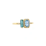 Suzanne Kalan Grace Blue Mix Toi Et Moi Ring in 14K Yellow Gold | Fine Rings | Coveti