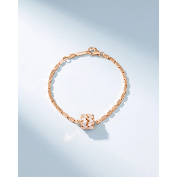 Suzanne Kalan Infinite Double Row Diamond Medium Block-Chain Bracelet in 18K Rose Gold | Fine Bracelets | Coveti