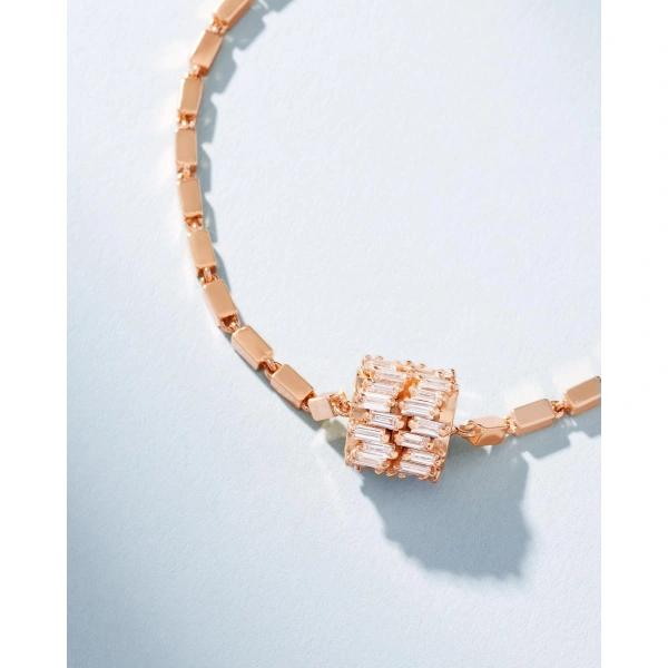 Suzanne Kalan Infinite Double Row Diamond Medium Block-Chain Bracelet in 18K Rose Gold | Fine Bracelets | Coveti