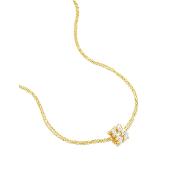 Infinite Double Row Diamond Rondelle Pendant in 18K Yellow Gold