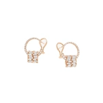 Suzanne Kalan Infinite Double Row Diamond Rondelle Sideways Hoops in 18K Rose Gold | Fine Earrings | Coveti