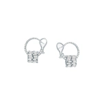 Suzanne Kalan Infinite Double Row Diamond Rondelle Sideways Hoops in 18K White Gold | Fine Earrings | Coveti