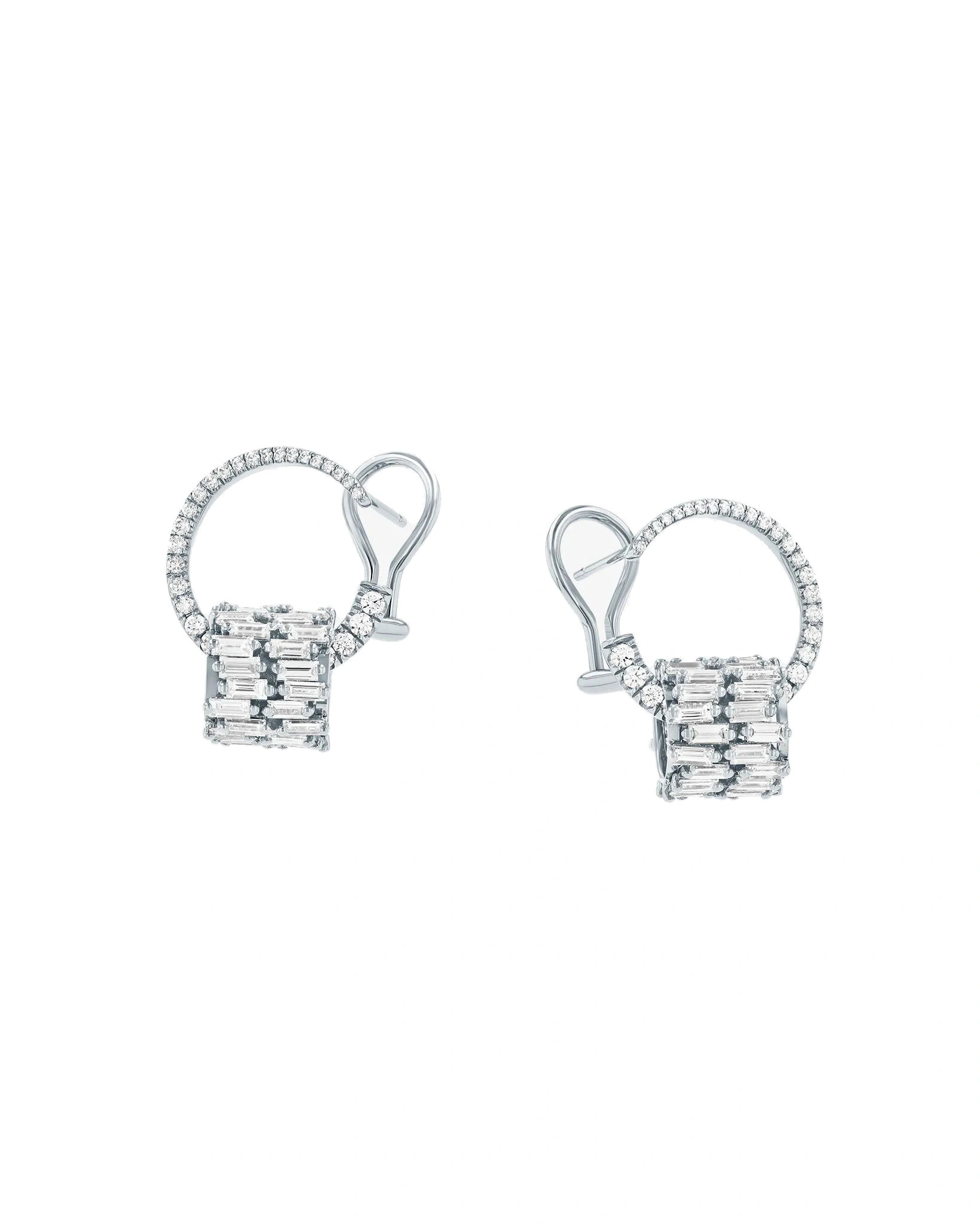 Suzanne Kalan Infinite Double Row Diamond Rondelle Sideways Hoops in 18K White Gold Suzanne Kalan Infinite Double Row Diamond Rondelle Sideways Hoops in 18K White Gold | Fine Earrings | Coveti