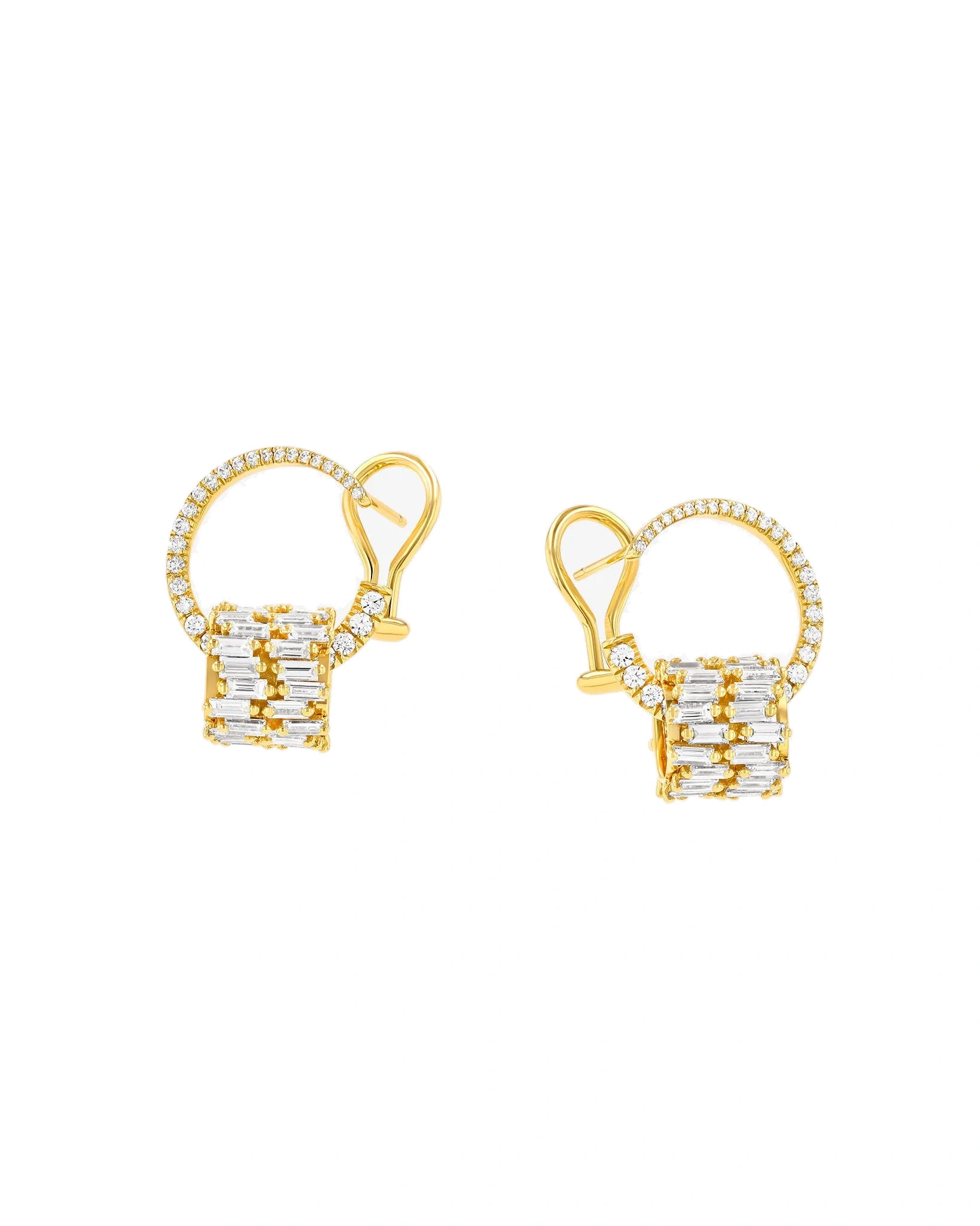 Suzanne Kalan Infinite Double Row Diamond Rondelle Sideways Hoops in 18K Yellow Gold Suzanne Kalan Infinite Double Row Diamond Rondelle Sideways Hoops in 18K Yellow Gold | Fine Earrings | Coveti