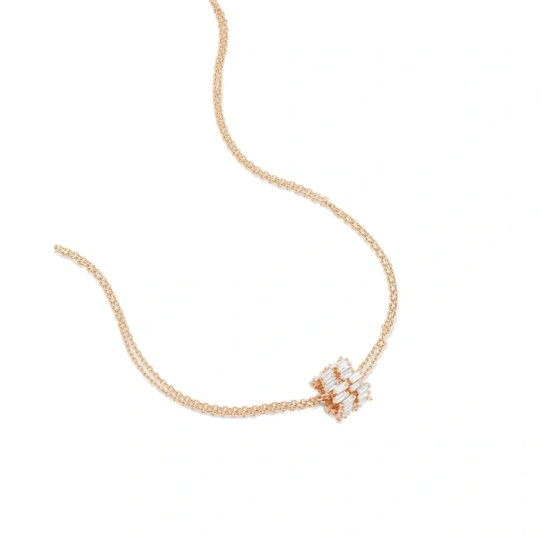 Suzanne Kalan Infinite Double Row Rondelle Pendant in 18K Rose Gold | Fine Necklaces | Coveti