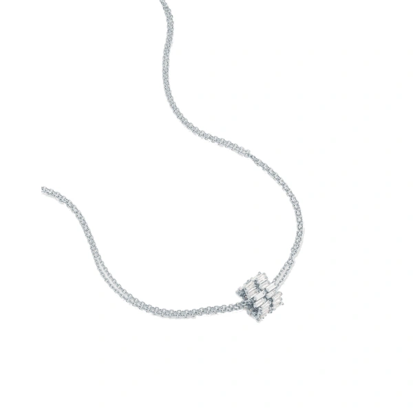 Suzanne Kalan Infinite Double Row Rondelle Pendant in 18K White Gold | Fine Necklaces | Coveti