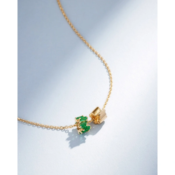 Suzanne Kalan Infinite Emerald & Golden Rondelle Pendant in 18K Yellow Gold | Fine Necklaces | Coveti