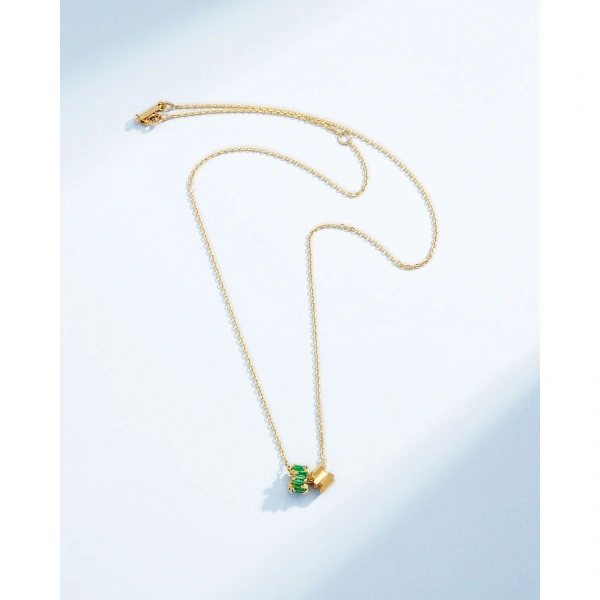 Suzanne Kalan Infinite Emerald & Golden Rondelle Pendant in 18K Yellow Gold | Fine Necklaces | Coveti