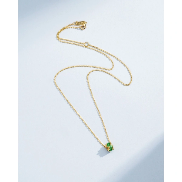 Suzanne Kalan Infinite Emerald Rondelle Pendant in 18K Yellow Gold | Fine Necklaces | Coveti