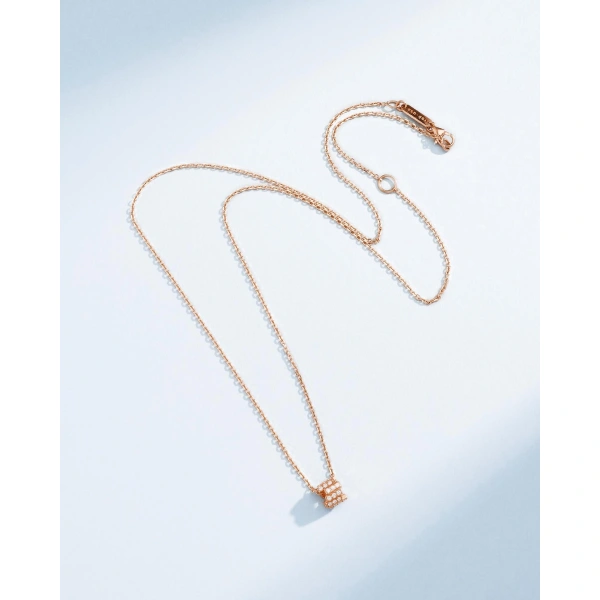 Suzanne Kalan Infinite Pave Diamond Mini Rondelle Pendant in 18K Rose Gold | Fine Necklaces | Coveti