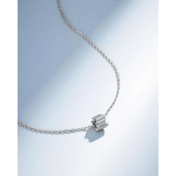 Suzanne Kalan Infinite Pave Diamond Mini Rondelle Pendant in 18K White Gold | Fine Necklaces | Coveti