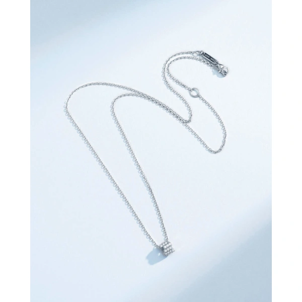 Suzanne Kalan Infinite Pave Diamond Mini Rondelle Pendant in 18K White Gold | Fine Necklaces | Coveti