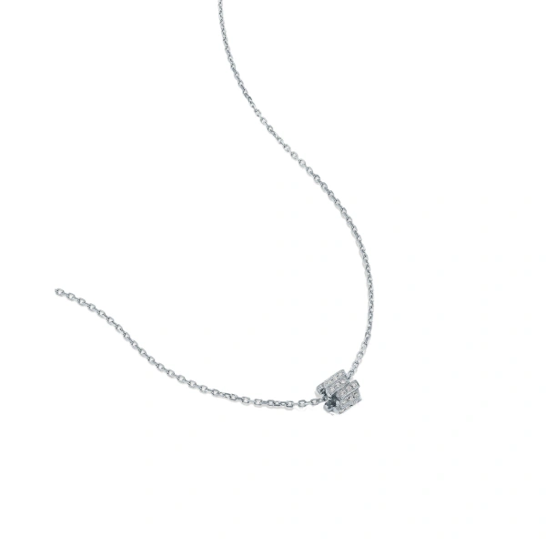 Suzanne Kalan Infinite Pave Diamond Mini Rondelle Pendant in 18K White Gold | Fine Necklaces | Coveti