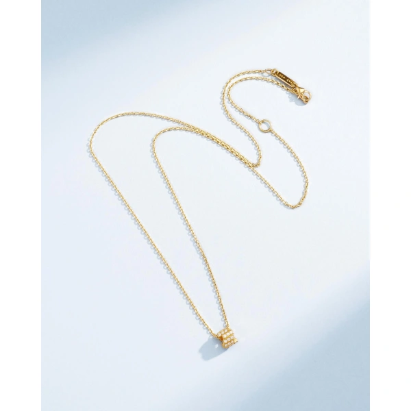 Suzanne Kalan Infinite Pave Diamond Mini Rondelle Pendant in 18K Yellow Gold | Fine Necklaces | Coveti