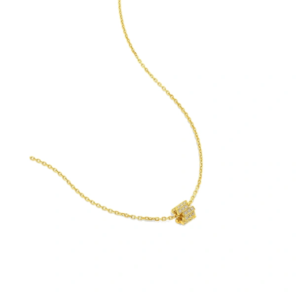Suzanne Kalan Infinite Pave Diamond Mini Rondelle Pendant in 18K Yellow Gold | Fine Necklaces | Coveti
