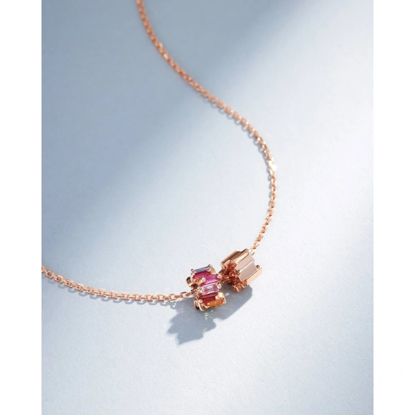 Suzanne Kalan Infinite Rainbow Sapphire & Golden Rondelle Pendant in 18K Rose Gold | Fine Necklaces | Coveti