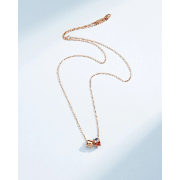 Suzanne Kalan Infinite Rainbow Sapphire & Golden Rondelle Pendant in 18K Rose Gold | Fine Necklaces | Coveti