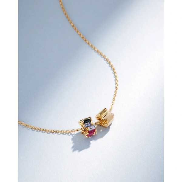 Suzanne Kalan Infinite Rainbow Sapphire & Golden Rondelle Pendant in 18K Yellow Gold | Fine Necklaces | Coveti
