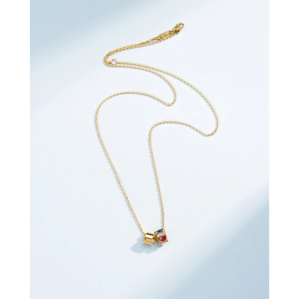 Suzanne Kalan Infinite Rainbow Sapphire & Golden Rondelle Pendant in 18K Yellow Gold | Fine Necklaces | Coveti