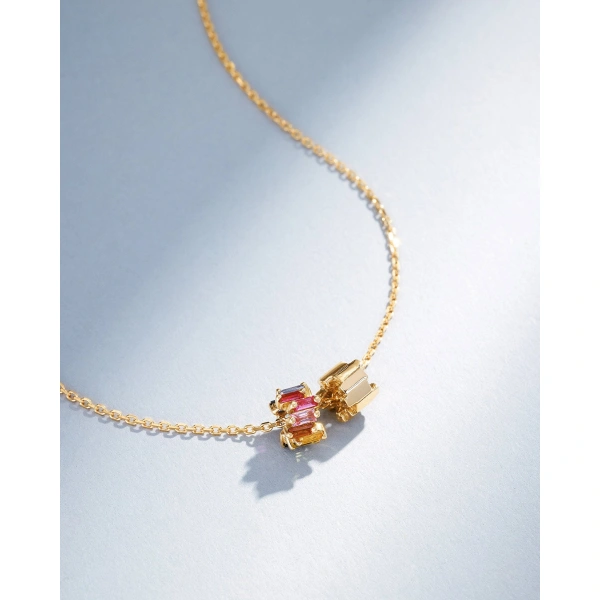 Suzanne Kalan Infinite Rainbow Sapphire & Golden Rondelle Pendant in 18K Yellow Gold | Fine Necklaces | Coveti