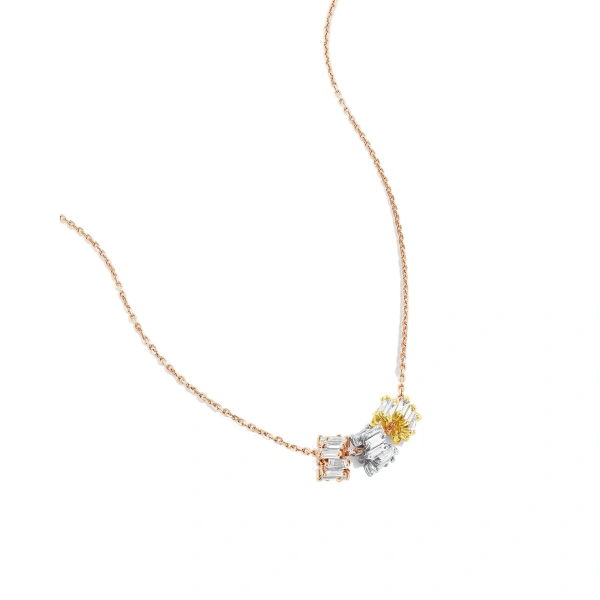 Suzanne Kalan Infinite Triple Diamond Tri-Color Rondelle Pendant in 18K Rose Gold | Fine Necklaces | Coveti
