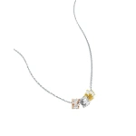 Suzanne Kalan Infinite Triple Diamond Tri-Color Rondelle Pendant in 18K White Gold | Fine Necklaces | Coveti
