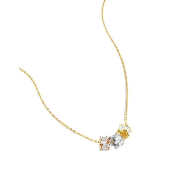 Infinite Triple Diamond Tri-Color Rondelle Pendant in 18K Yellow Gold