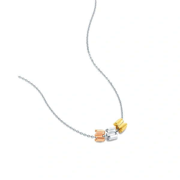 Suzanne Kalan Infinite Triple Golden Tri-Color Mini Rondelle Pendant in 18K White Gold | Fine Necklaces | Coveti