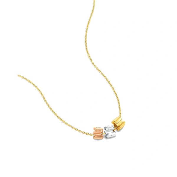 Suzanne Kalan Infinite Triple Golden Tri-Color Mini Rondelle Pendant in 18K Yellow Gold | Fine Necklaces | Coveti