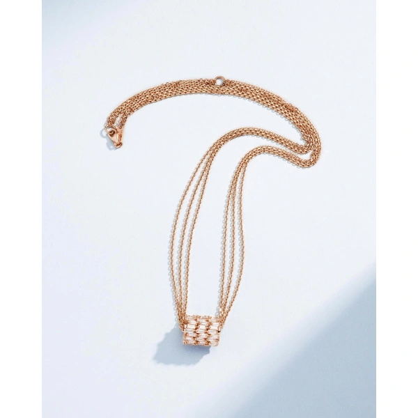 Suzanne Kalan Infinite Triple Row Diamond Rondelle Pendant in 18K Rose Gold | Fine Necklaces | Coveti