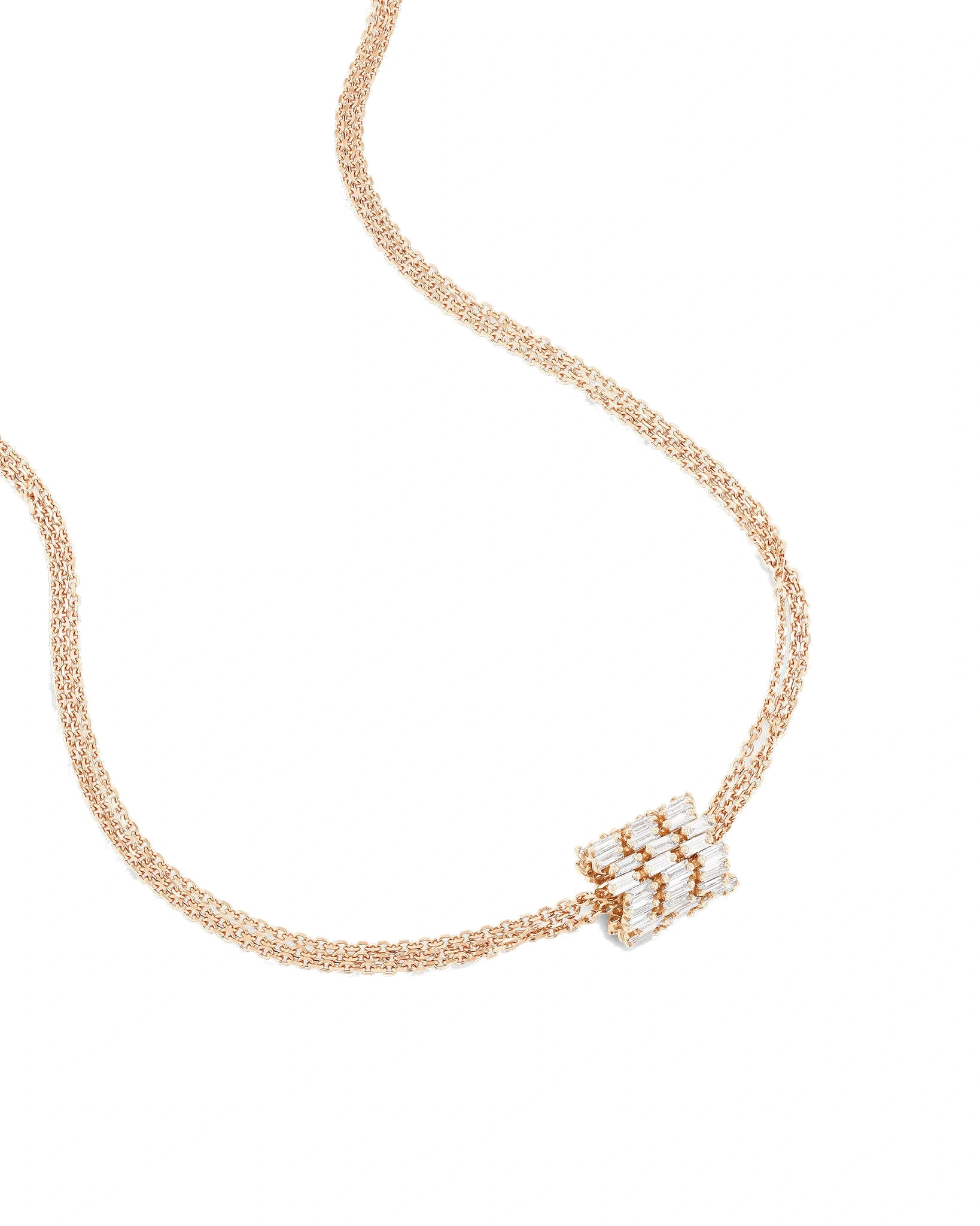 Suzanne Kalan Infinite Triple Row Diamond Rondelle Pendant in 18K Rose Gold Suzanne Kalan Infinite Triple Row Diamond Rondelle Pendant in 18K Rose Gold | Fine Necklaces | Coveti