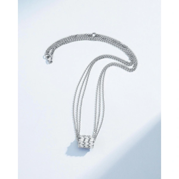 Suzanne Kalan Infinite Triple Row Diamond Rondelle Pendant in 18K White Gold | Fine Necklaces | Coveti