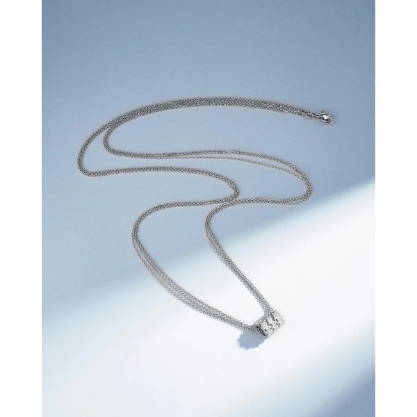 Suzanne Kalan Infinite Triple Row Diamond Rondelle Pendant in 18K White Gold | Fine Necklaces | Coveti