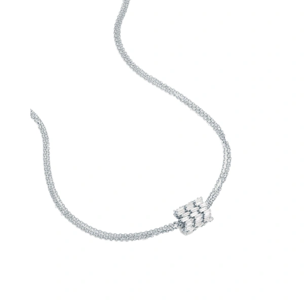 Infinite Triple Row Diamond Rondelle Pendant in 18K White Gold