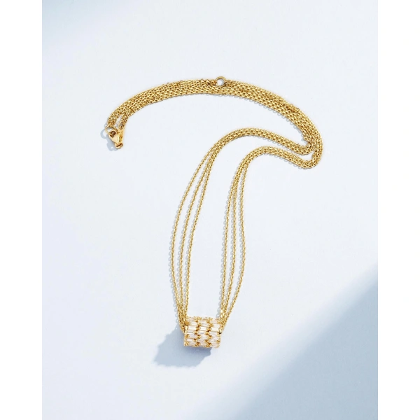 Suzanne Kalan Infinite Triple Row Diamond Rondelle Pendant in 18K Yellow Gold | Fine Necklaces | Coveti