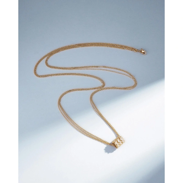 Suzanne Kalan Infinite Triple Row Diamond Rondelle Pendant in 18K Yellow Gold | Fine Necklaces | Coveti
