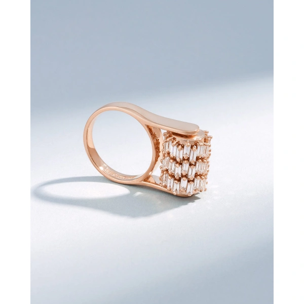 Suzanne Kalan Infinite Triple Row Diamond Spinner Ring in 18K Rose Gold, Ref. BAR1076D-RGX | Fine Rings | Coveti