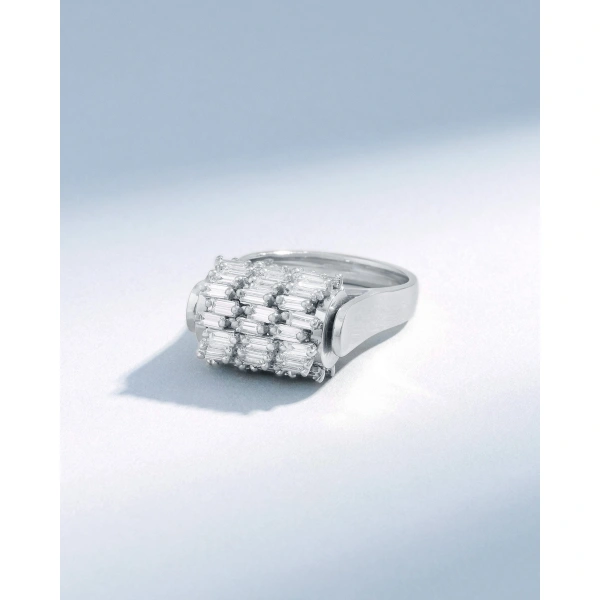 Suzanne Kalan Infinite Triple Row Diamond Spinner Ring in 18K White Gold, Ref. BAR1076D-WGXX | Fine Rings | Coveti