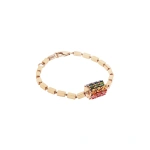 Suzanne Kalan Infinite Triple Row Rainbow Sapphire Thick Block-Chain Bracelet in 18K Rose Gold | Fine Bracelets | Coveti