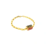 Suzanne Kalan Infinite Triple Row Rainbow Sapphire Thick Block-Chain Bracelet in 18K Yellow Gold | Fine Bracelets | Coveti