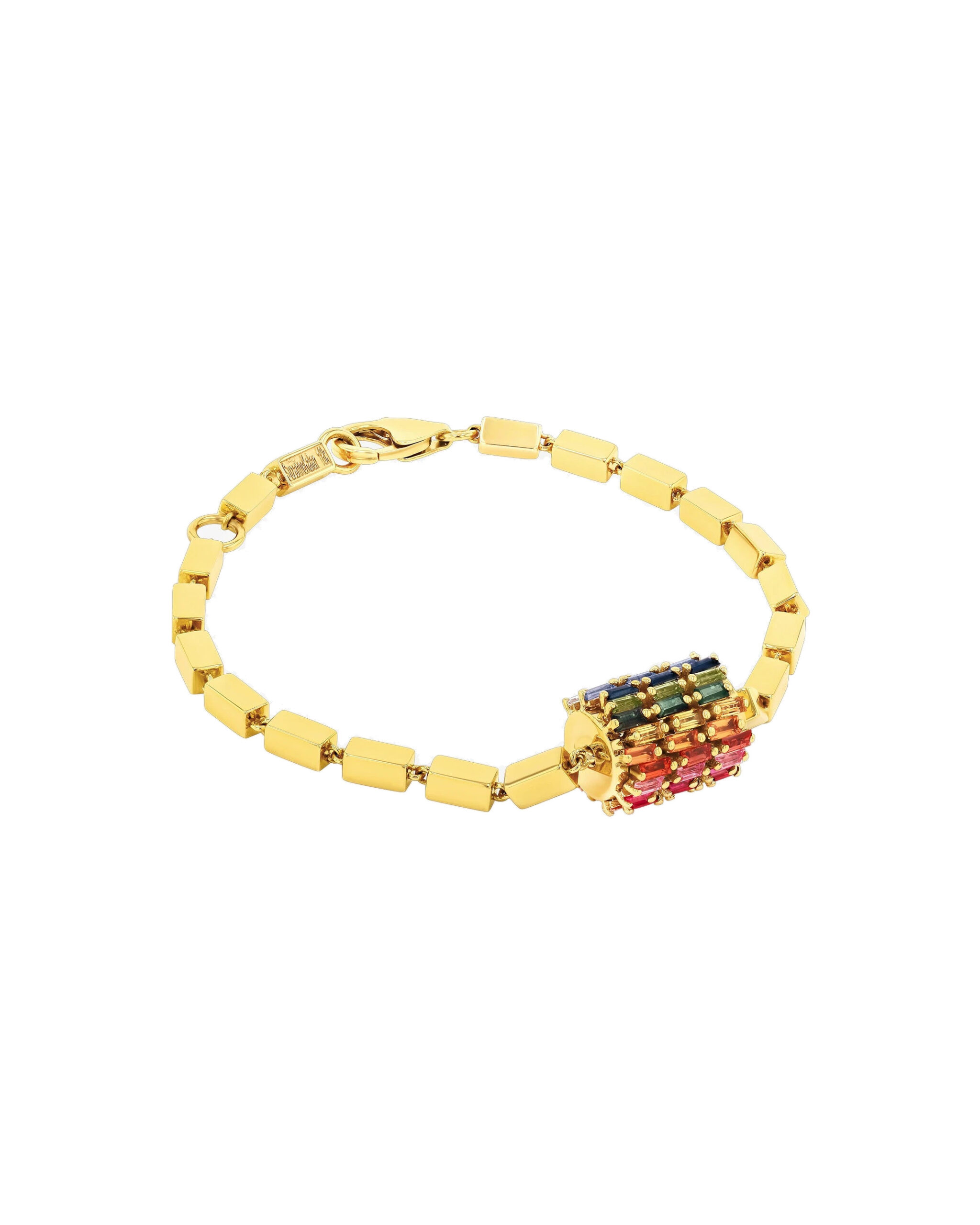 Suzanne Kalan Infinite Triple Row Rainbow Sapphire Thick Block-Chain Bracelet in 18K Yellow Gold Suzanne Kalan Infinite Triple Row Rainbow Sapphire Thick Block-Chain Bracelet in 18K Yellow Gold | Fine Bracelets | Coveti