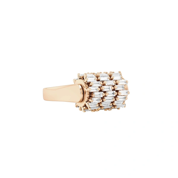 Suzanne Kalan Infinite Triple Row Spinner Ring in 18K Rose Gold | Fine Rings | Coveti